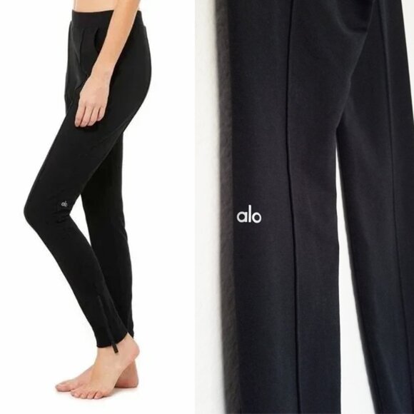 Alo Yoga Black Propel Jogger Zip Hem Sweatpant Black Center Seam Ultra Soft S - Picture 2 of 15